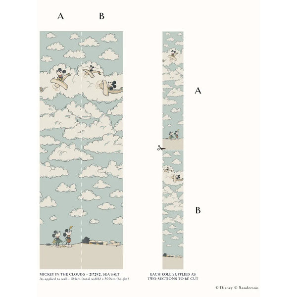 Sanderson / Disney Home X Sanderson Wallpapers / MICKEY IN THE CLOUDS / Sea Salt 217292